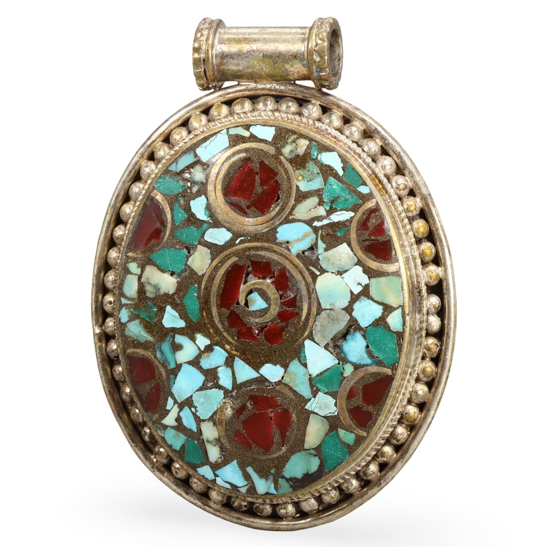 Post-Medieval Silver-Gilded Amulet Pendant, Central Asia, Tajikistan, 1880-1923 (1 of 2)