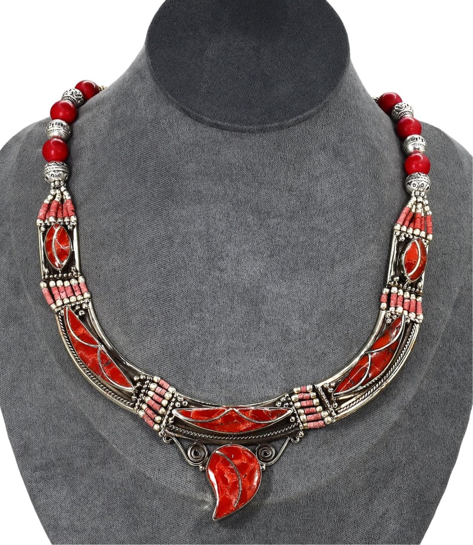 Post Medieval Traditional Himalayan Tibetan Ethnic Tribal Silver Necklace (1 of 2)