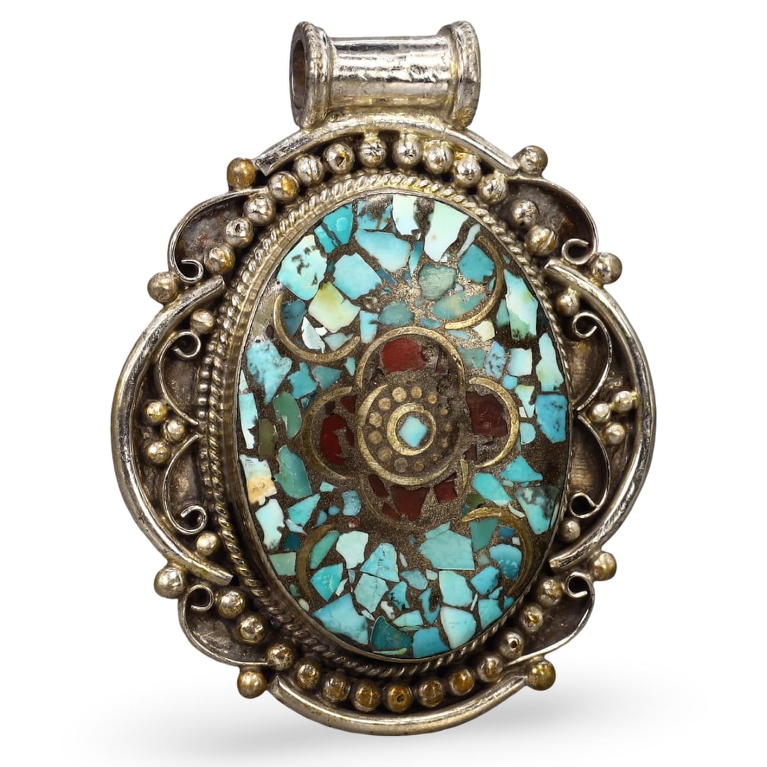 Post-Medieval Silver-Gilded Amulet Pendant, Central Asia, Tajikistan, 1880-1921 (1 of 2)