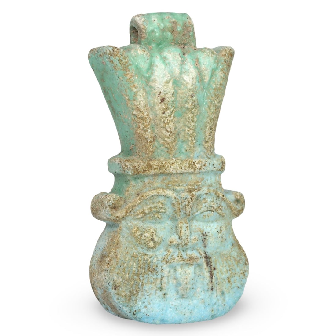 Post Medieval Egyptian Grand Tour Faience Amulet, 17th-19th Centuries: This exquisite faience amulet, dating from the 17th to the 19th centuries, hails from the period of the Grand Tour, when European travelers were captivated by the ancient cultures of Egypt. Crafted fr