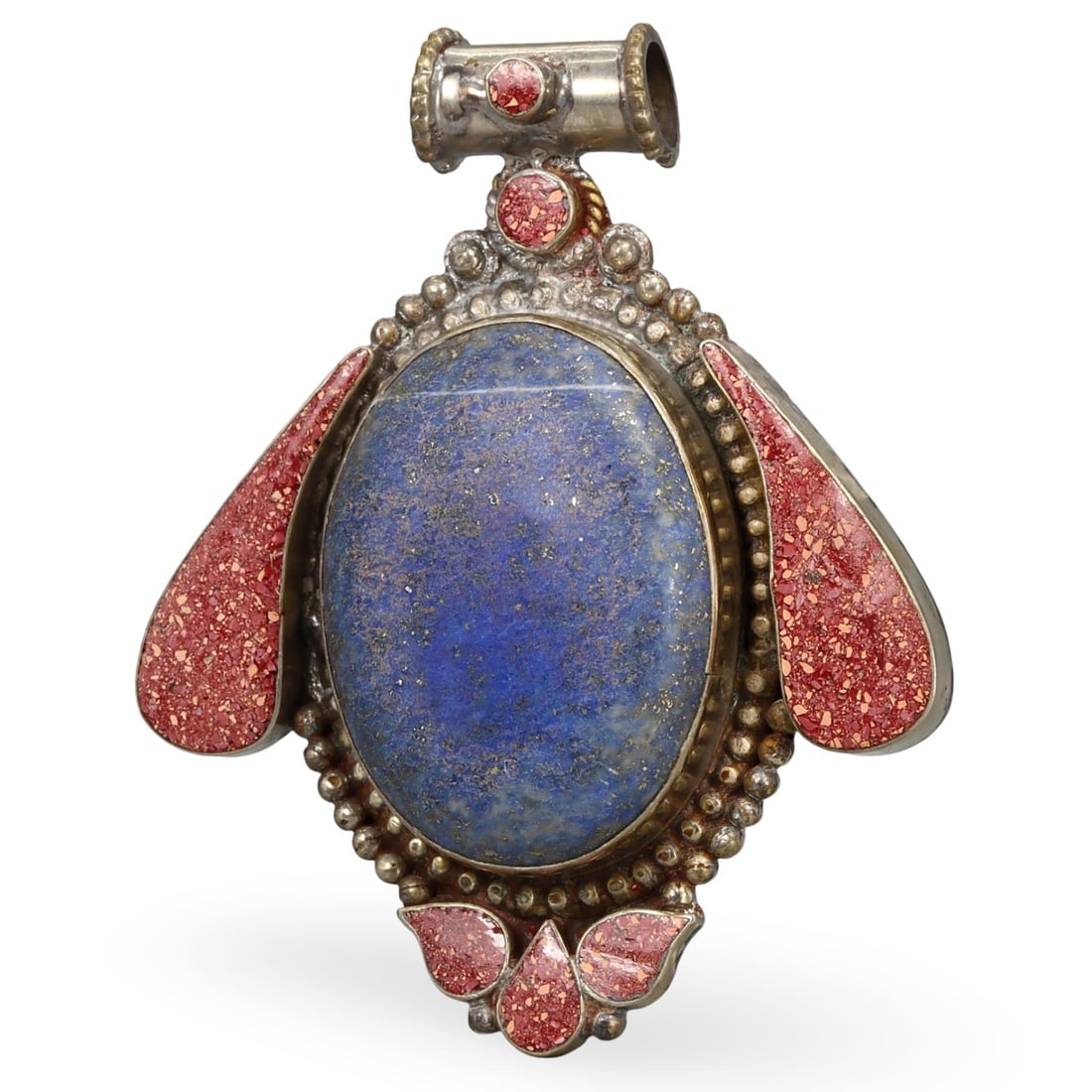 Post Medieval Nepalese Gold Gilt Silver Lapis Lazuli Fly Amulet, 20th Century (1 of 2)