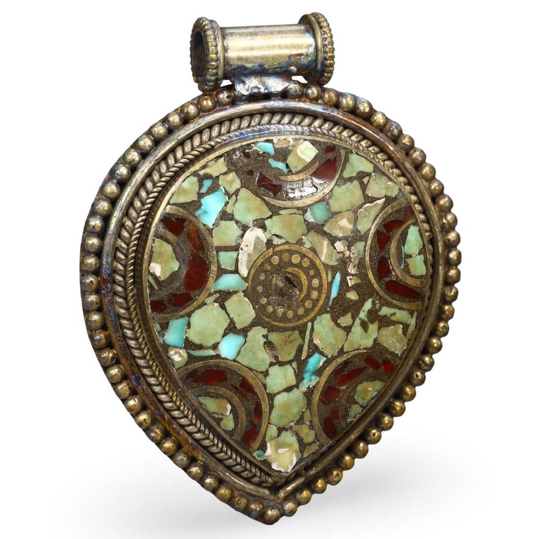 Post-Medieval Silver-Gilded Amulet Pendant, Central Asia, Tajikistan, 1880-1921 (1 of 2)