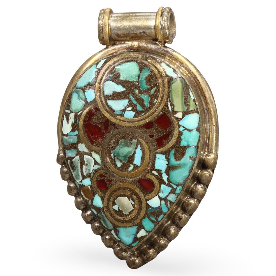 Post-Medieval Silver-Gilded Amulet Pendant, Central Asia, Tajikistan, 1880-1925 (1 of 2)