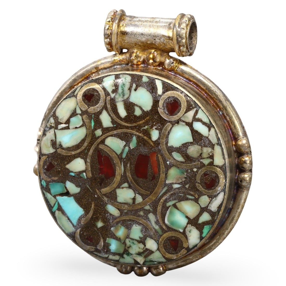 Post-Medieval Silver-Gilded Amulet Pendant, Central Asia, Tajikistan, 1880-1924 (1 of 2)