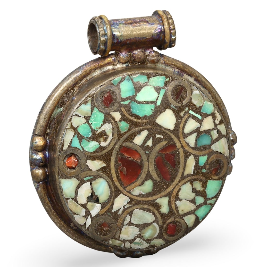 Post-Medieval Silver-Gilded Amulet Pendant, Central Asia, Tajikistan, 1880-1923 (1 of 2)