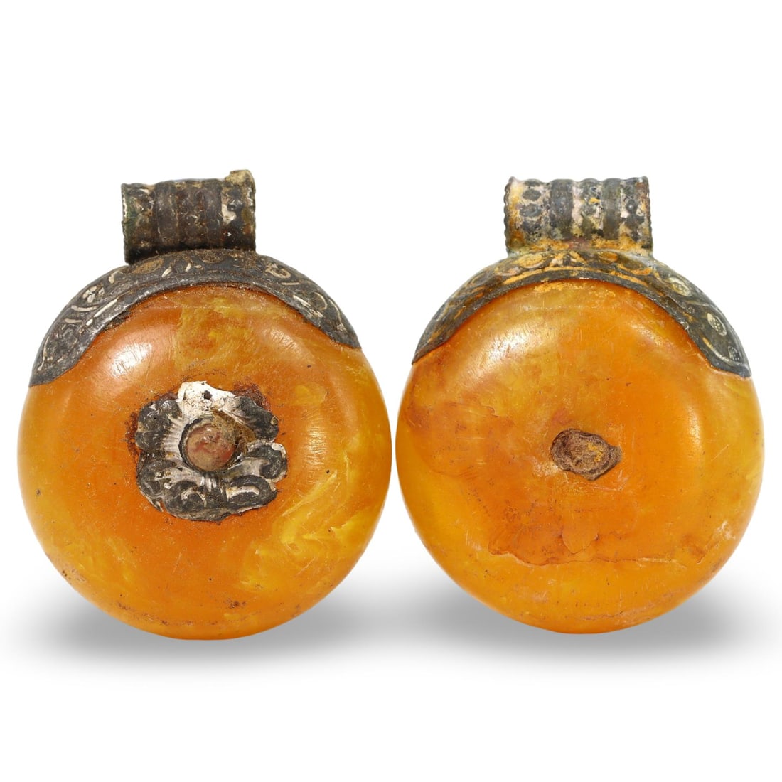 Post Medieval Tibetan Capped Copal Locket Amulet Pendants, Mid 20th Century (1 of 2)