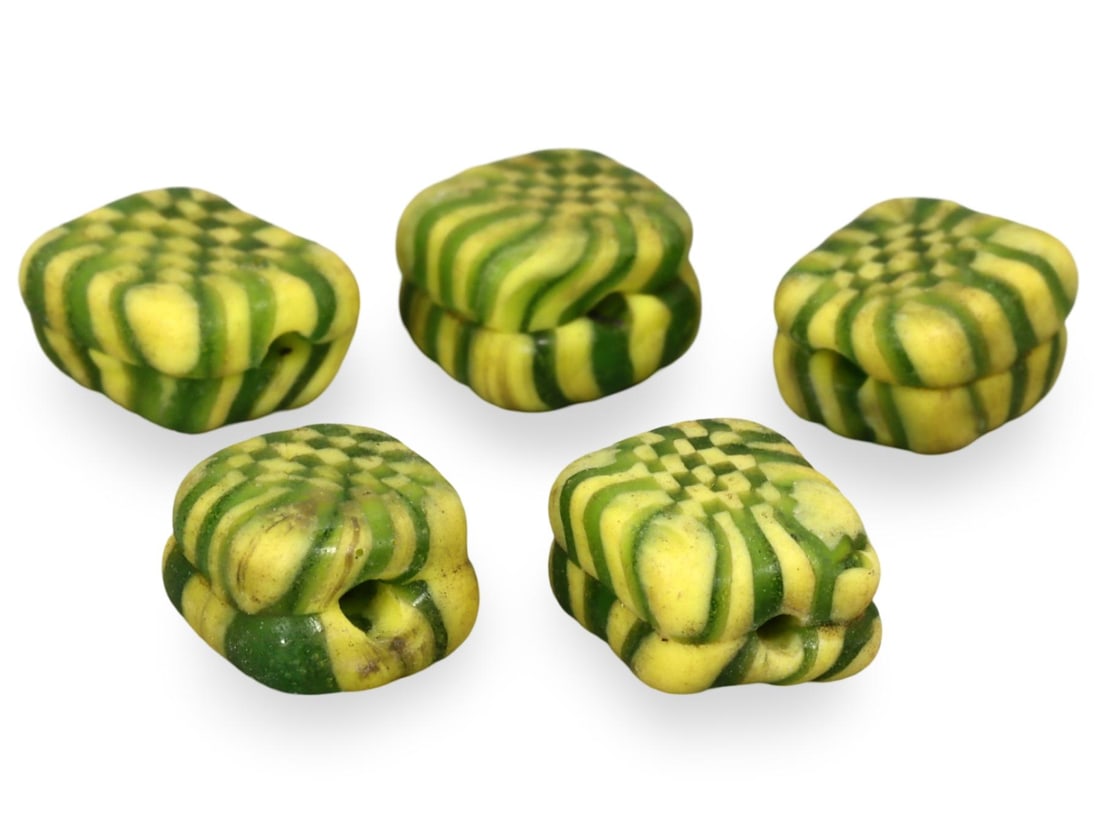 Post Medieval Viking Glass Bead with Checkerboard Pattern, 18th-20th Century: This Post Medieval Viking Glass Bead with a Checkerboard Pattern, dating from the 18th-20th century, offers a unique glimpse into the cultural and artistic traditions of the Viking heritage during the