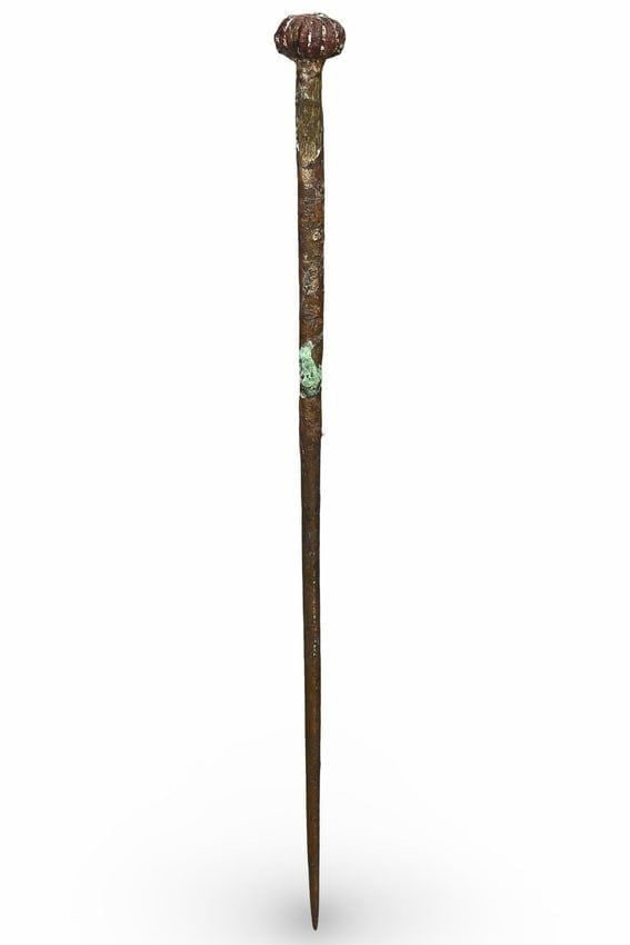 Ancient Romano-British Bronze Hair-Pin with Spherical Head, 1st-5th Century (1 of 2)