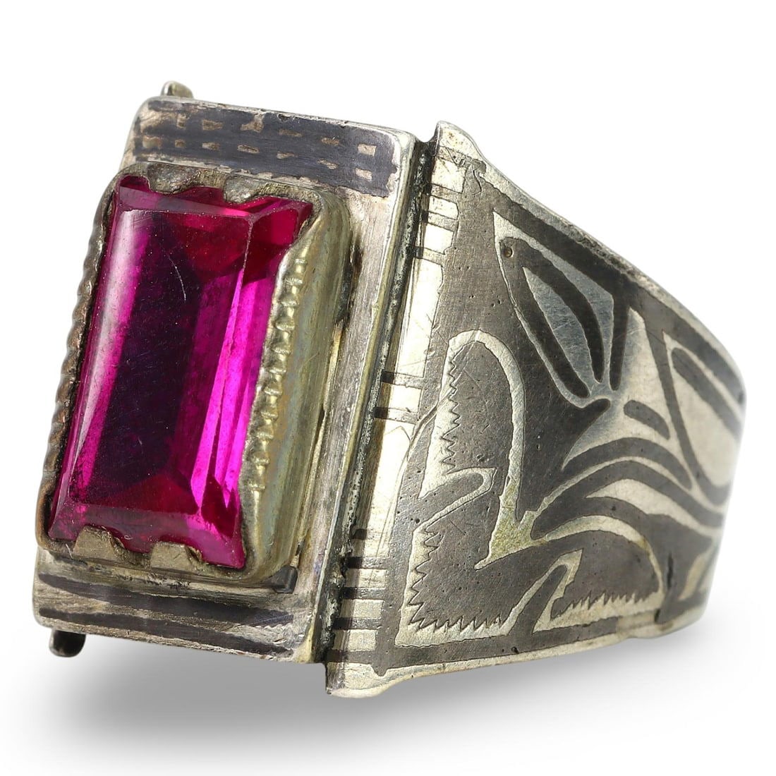 Post Medieval European Hammered Two Tone Cocktail Pink Topaz Ring, 20th Century (1 of 3)
