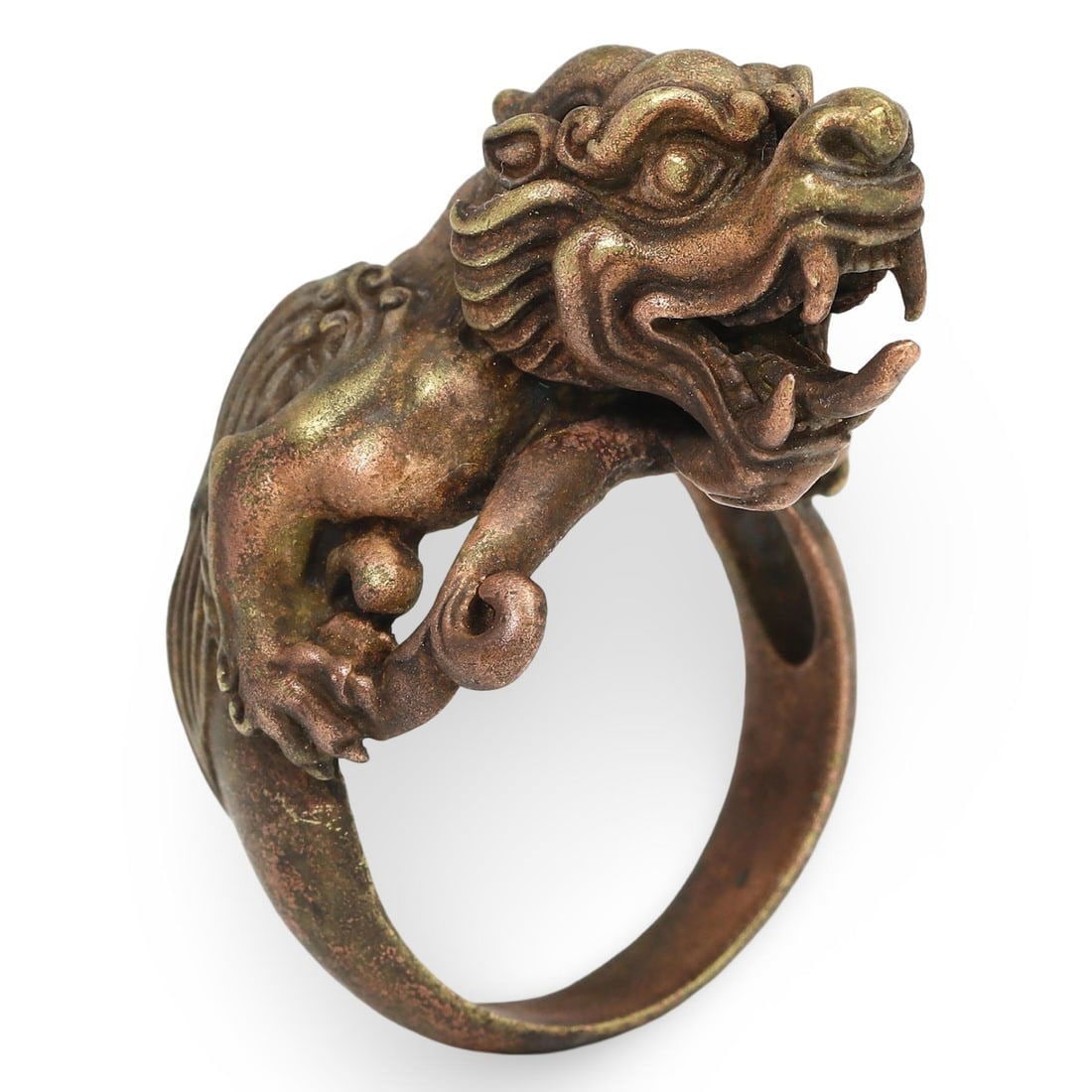 Post Medieval Sino-Mongolian Bronze Dragon Ring, 17th-20th Century (1 of 4)