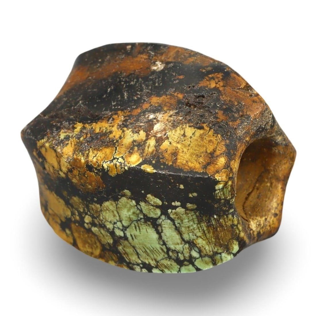 Antique Chinese Qing Dynasty Carved Tibetan Turquoise, 19th Century: This antique Tibetan turquoise piece from the 19th century showcases exquisite craftsmanship and is intricately carved with traditional Tibetan motifs. Originating from the Chinese Qing Dynasty (1644-