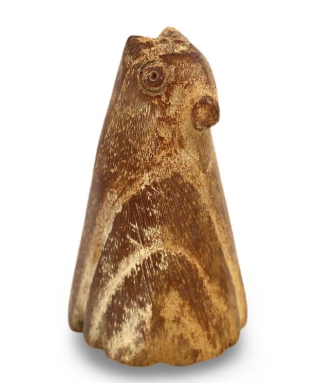 Ancient Coptic Byzantine Wood Chess Piece of a Bird, 4th-7th Century: This fascinating wood chess piece, carved in the form of a bird, originates from the Coptic Byzantine period, dating back to the 4th-7th century. The piece exemplifies the artistic and cultural herita