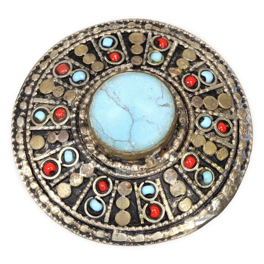Tribal Tibetan Symmetrical Pseudo-Granulation Boho Style Silver-Gilt Ring, 20th Century (1 of 3)
