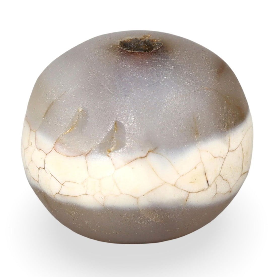 Ancient Middle Medieval Sino-Tibetan Striped Guru dZi Bead, 11th-13th Century (1 of 2)