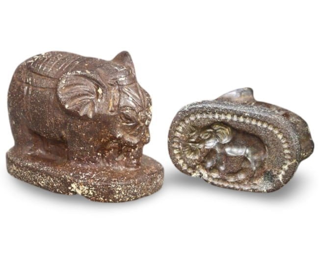 Ancient Late Medieval Indian Carved Elephant Figure with Stamp Seal, 12th-14th Century AD (1 of 5)