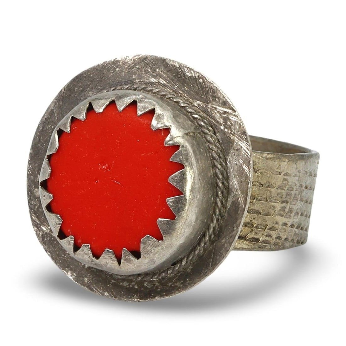 Late Medieval European Men's Silver Ring with Gems, 16th-18th Century 9.25 US (1 of 2)