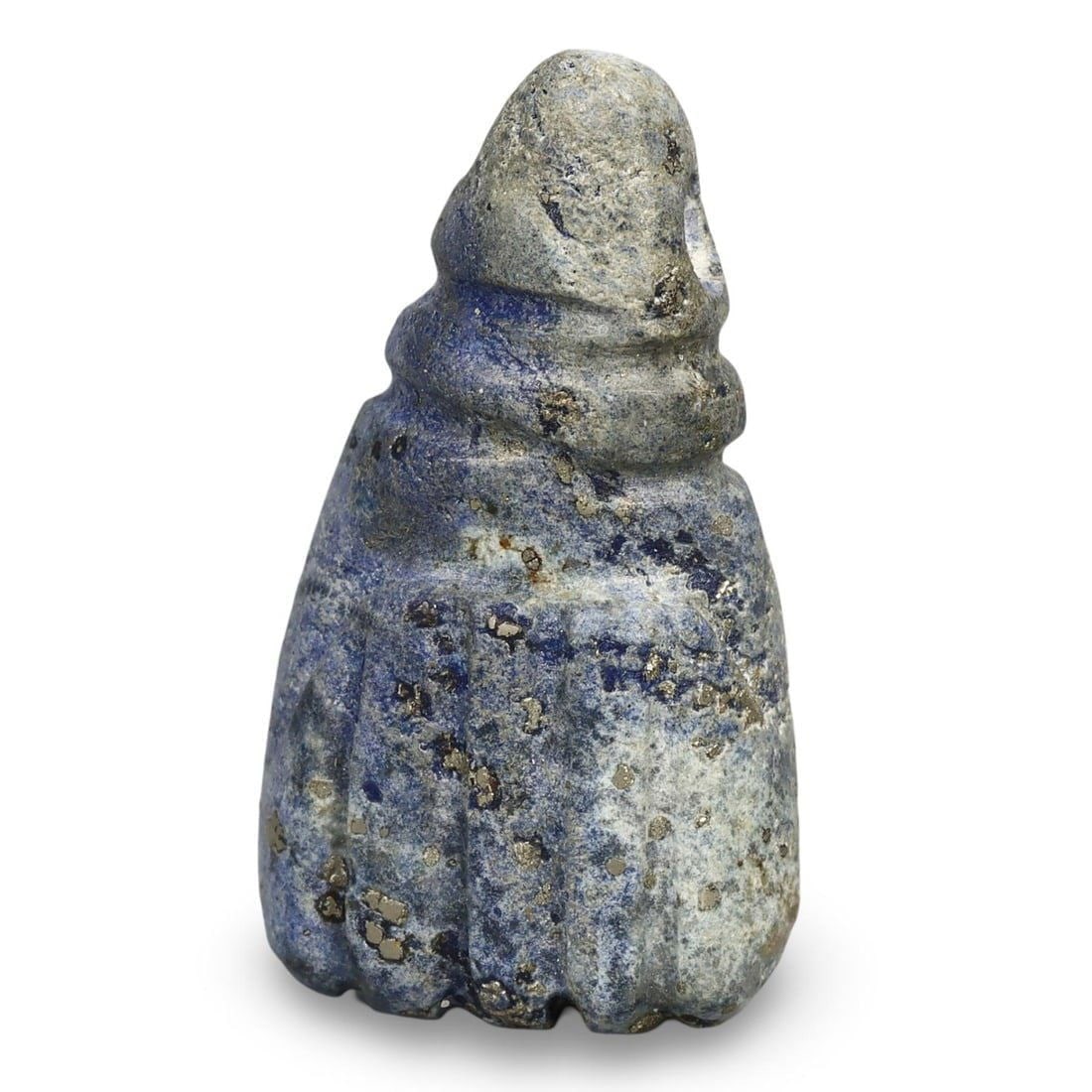 Ancient Egyptian Lapis Lazuli Fist Amulet, 4th-2nd Century BCE: This ancient Egyptian amulet, crafted from lapis lazuli and shaped into a fist, dates back to the 4th to 2nd century BCE. The use of lapis lazuli, prized for its deep blue color and rarity, highlights