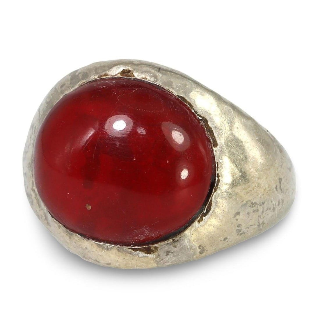 Late Medieval European Men's Silver Ring with Gems, 16th-18th Century 8.25 US (1 of 2)