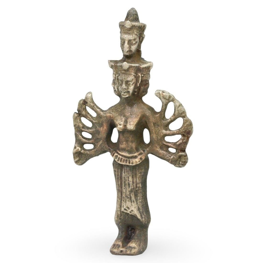 Post Medieval Sino-Tibetan Bronze Votive Figure, 18th-19th Century: This Post Medieval Sino-Tibetan bronze votive figure dates from the 18th to 19th centuries. Votive figures like these were commonly used in religious ceremonies and offerings within the Sino-Tibetan c