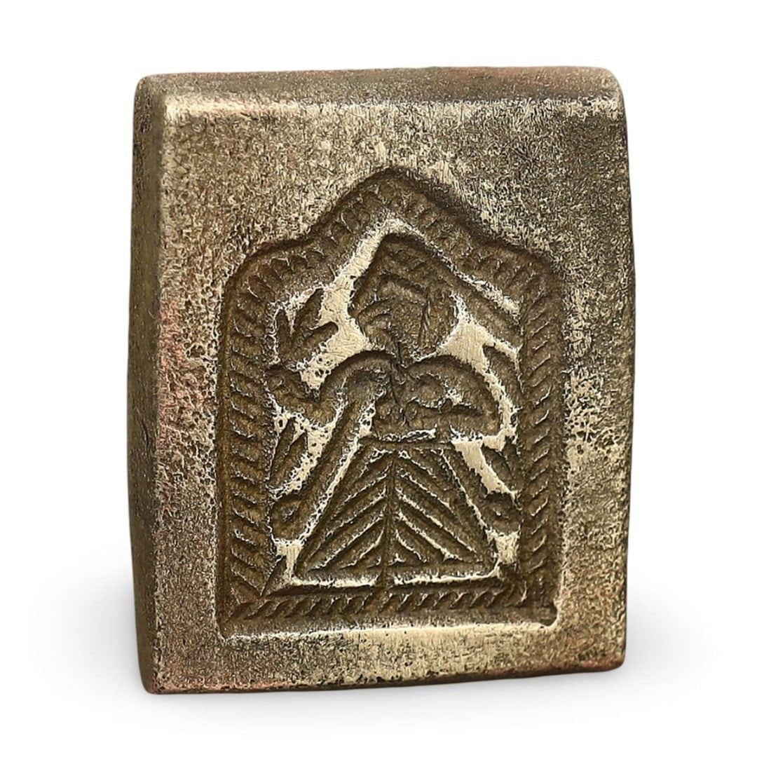 Post Medieval Indian Copper Alloy Votive Tablet/Stamp Seal, 19th Century (1 of 2)