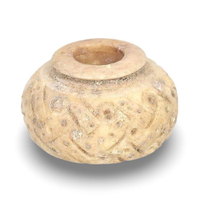 Ancient Middle Eastern Spindle-Whorl with Incised Ring-and-Dot Motif, 1st Millennium BCE (1 of 2)