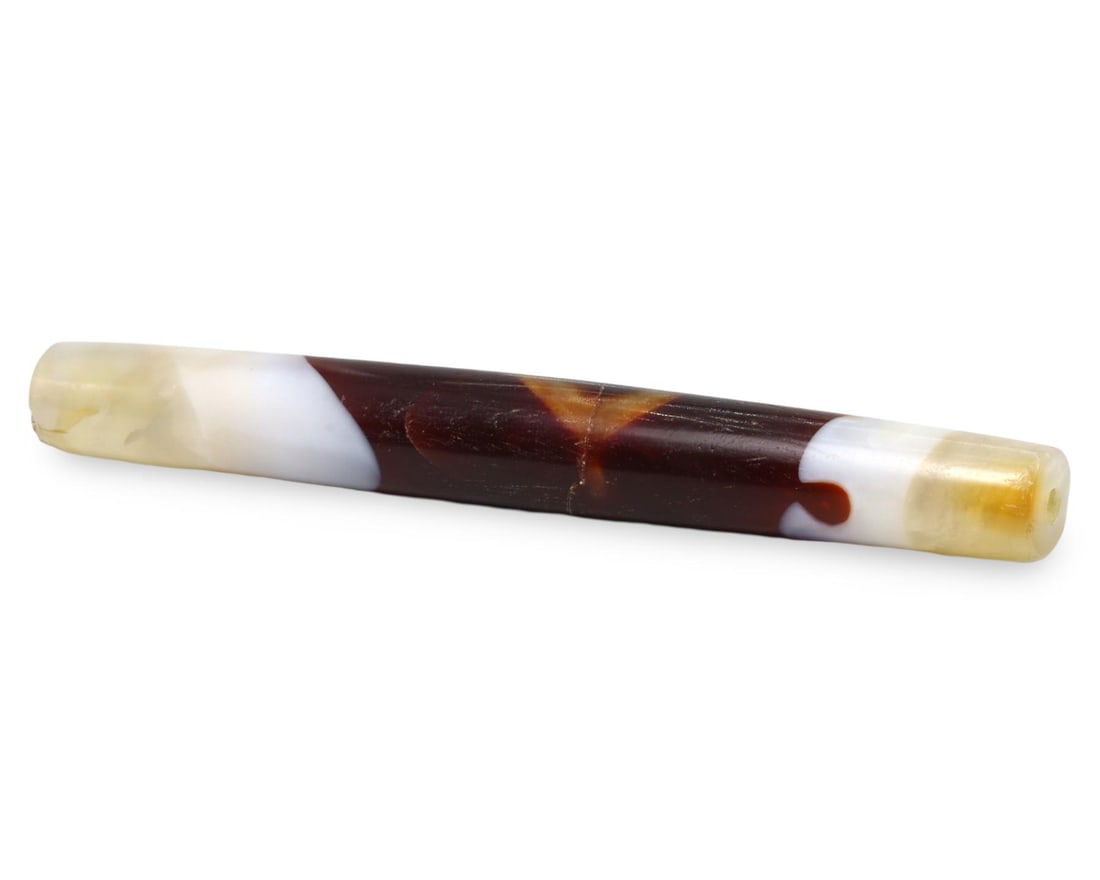 Ancient Late Medieval Elongated Silk Road Banded Agate Bead, 14th-17th Century (1 of 2)