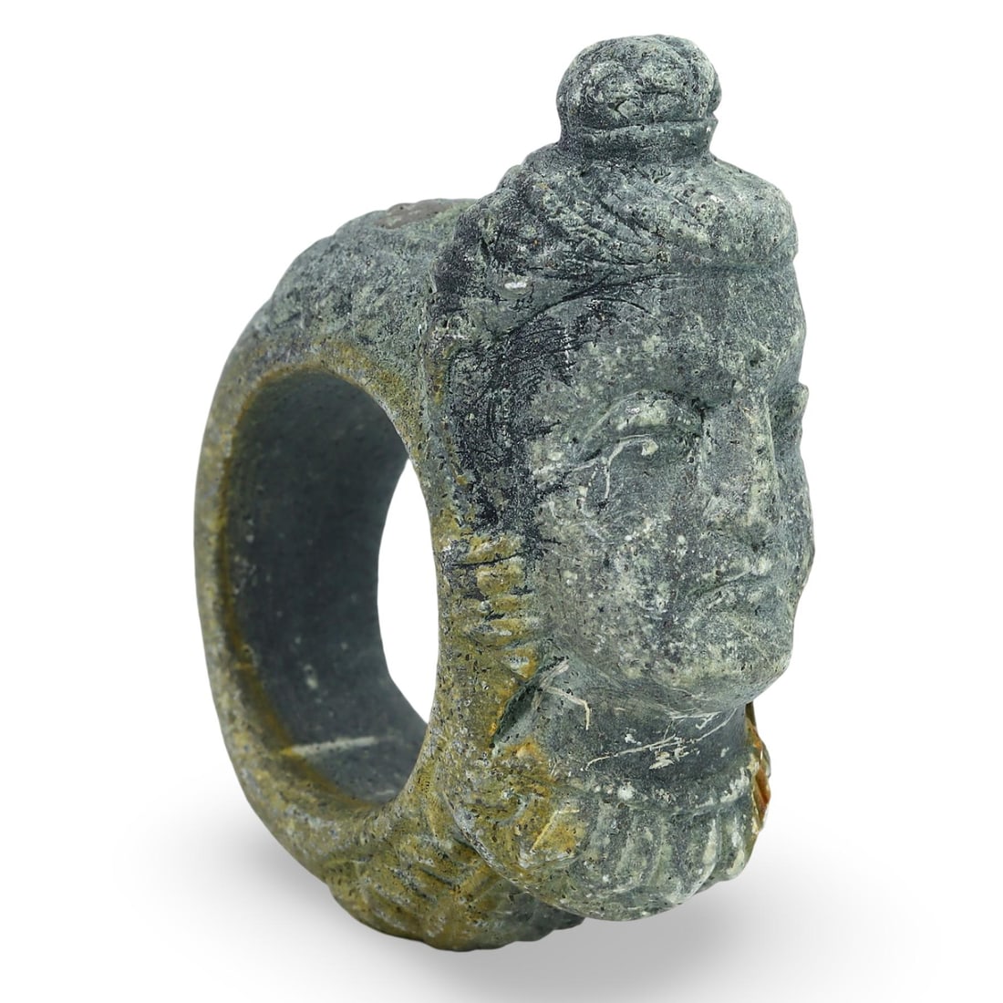 Ancient Late Medieval Gandhara Buddha Sculpture Granite Ring, 14th-17th Century (1 of 3)