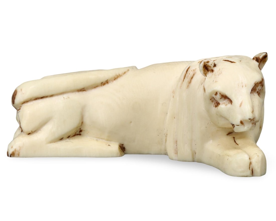 Post Medieval Sino-Siberian Carved Lion Figurine, 17th-20th Century (1 of 2)