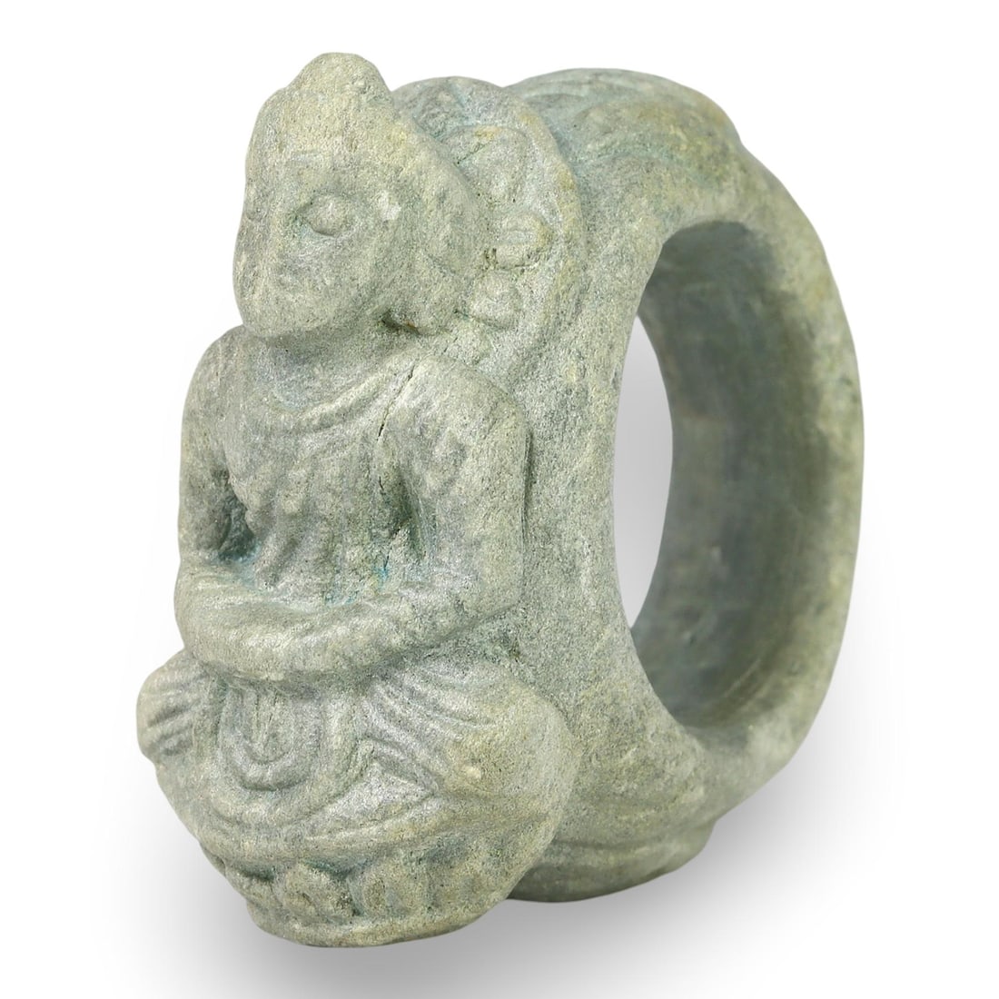 Ancient Late Medieval Gandhara Buddha Sculpture Granite Ring, 14th-17th Century (1 of 3)