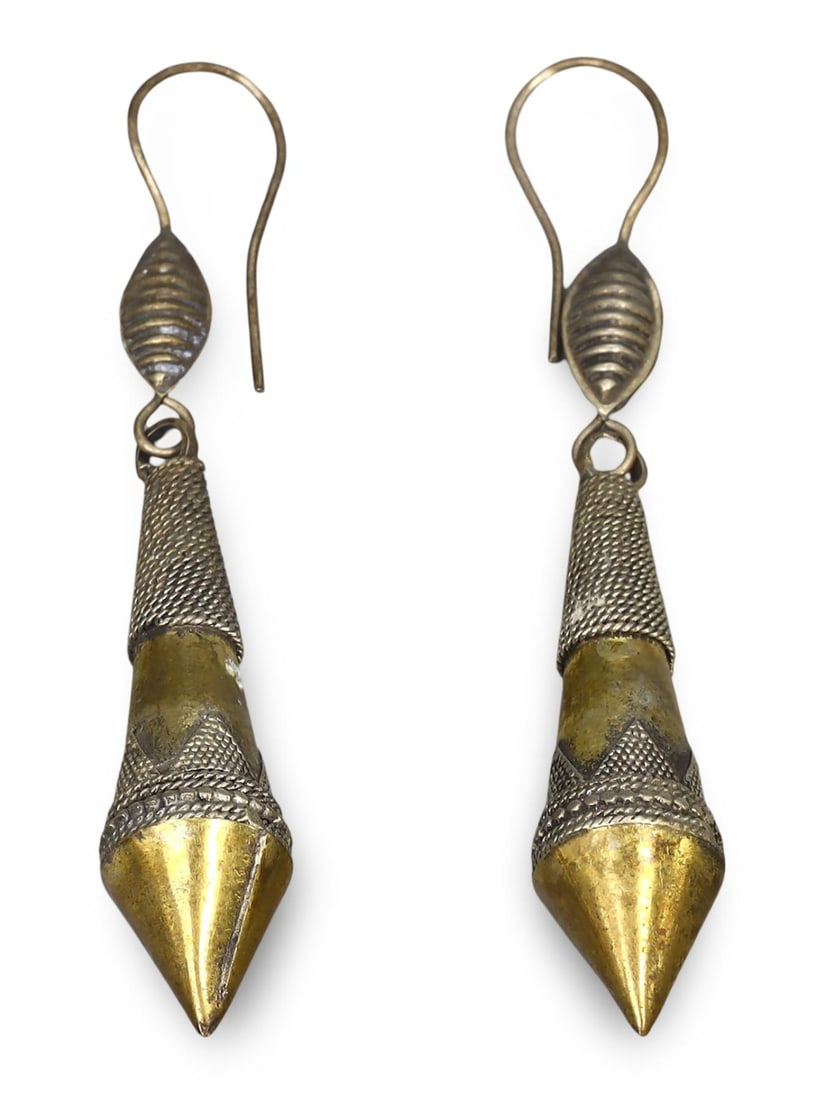 Post Medieval Qajar Dynasty Gold Gilt Earrings, 17th-20th Century (1 of 2)