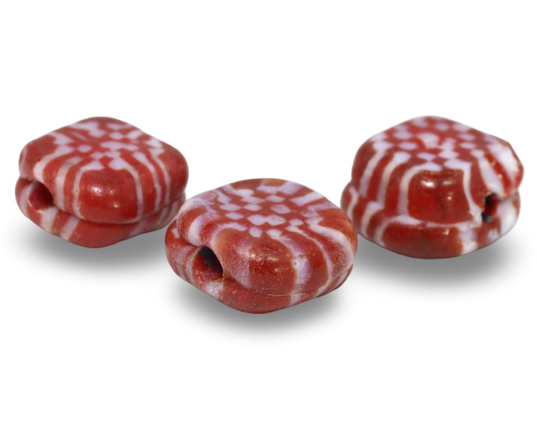 Lot of 3 Antique Viking Scandinavian Checkerboard Glass Beads: [No Reserve] Hi everyone, I am Mark, curating this special World’s Beads Treasure Hunt for UNICEF. Every lot starts at just $15 with no reserve, no matter the cost. You determine the final price! We