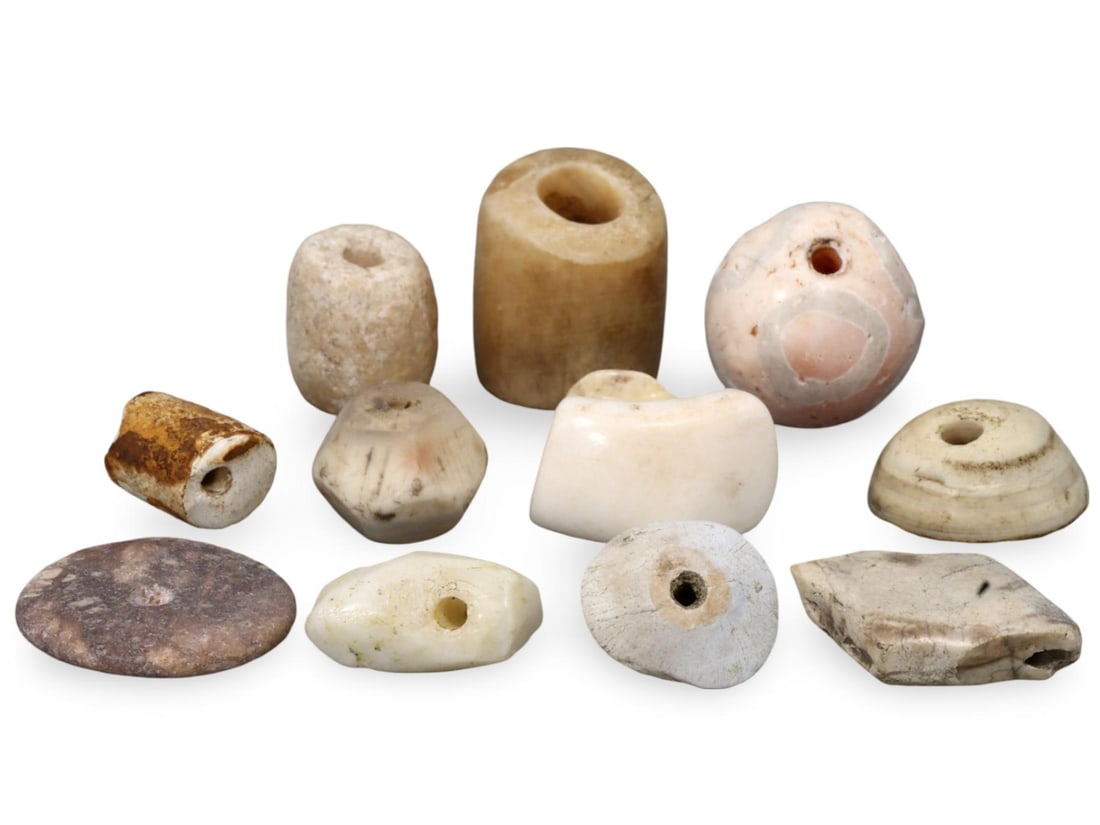 Lot of 10 Ancient Archaeological Stone Bead Artifacts (1 of 1)