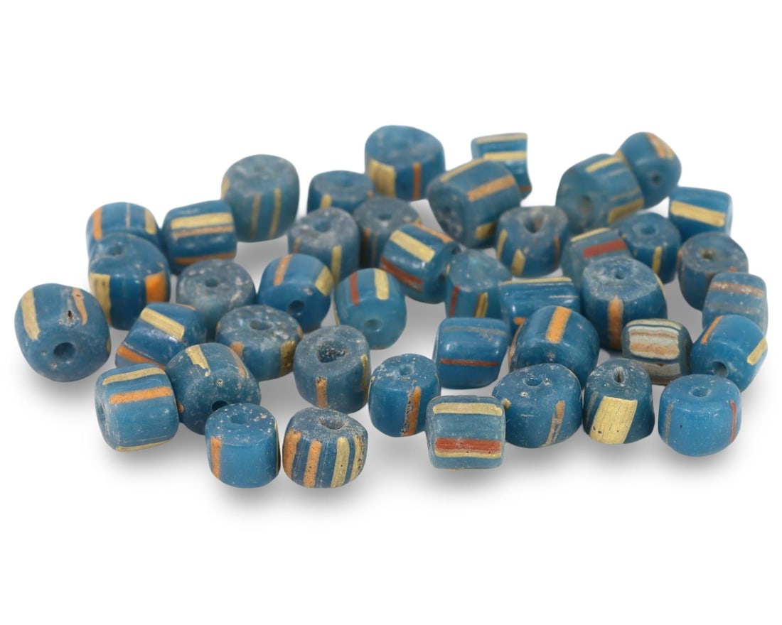 Lot of Antique African Striking Multi-Colored Chevron Trade Beads (1 of 1)