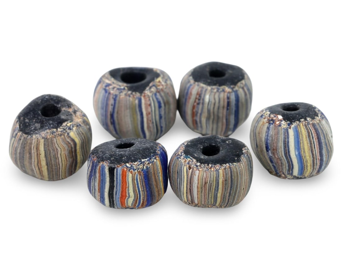Lot of 6 Antique African Striking Multi-Colored Chevron Trade Beads: [No Reserve] Hi everyone, I am Mark, curating this special World’s Beads Treasure Hunt for UNICEF. Every lot starts at just $15 with no reserve, no matter the cost. You determine the final price! We