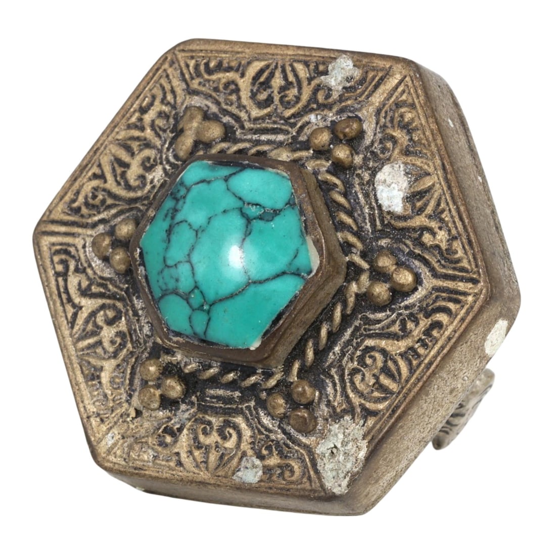 Antique Qajar Dynasty Silver-Gilt Cocktail Ring with Center Stone: [No Reserve] Hi everyone, I am Mark, curating this special World’s Beads Treasure Hunt for UNICEF. Every lot starts at just $15 with no reserve, no matter the cost. You determine the final price! We