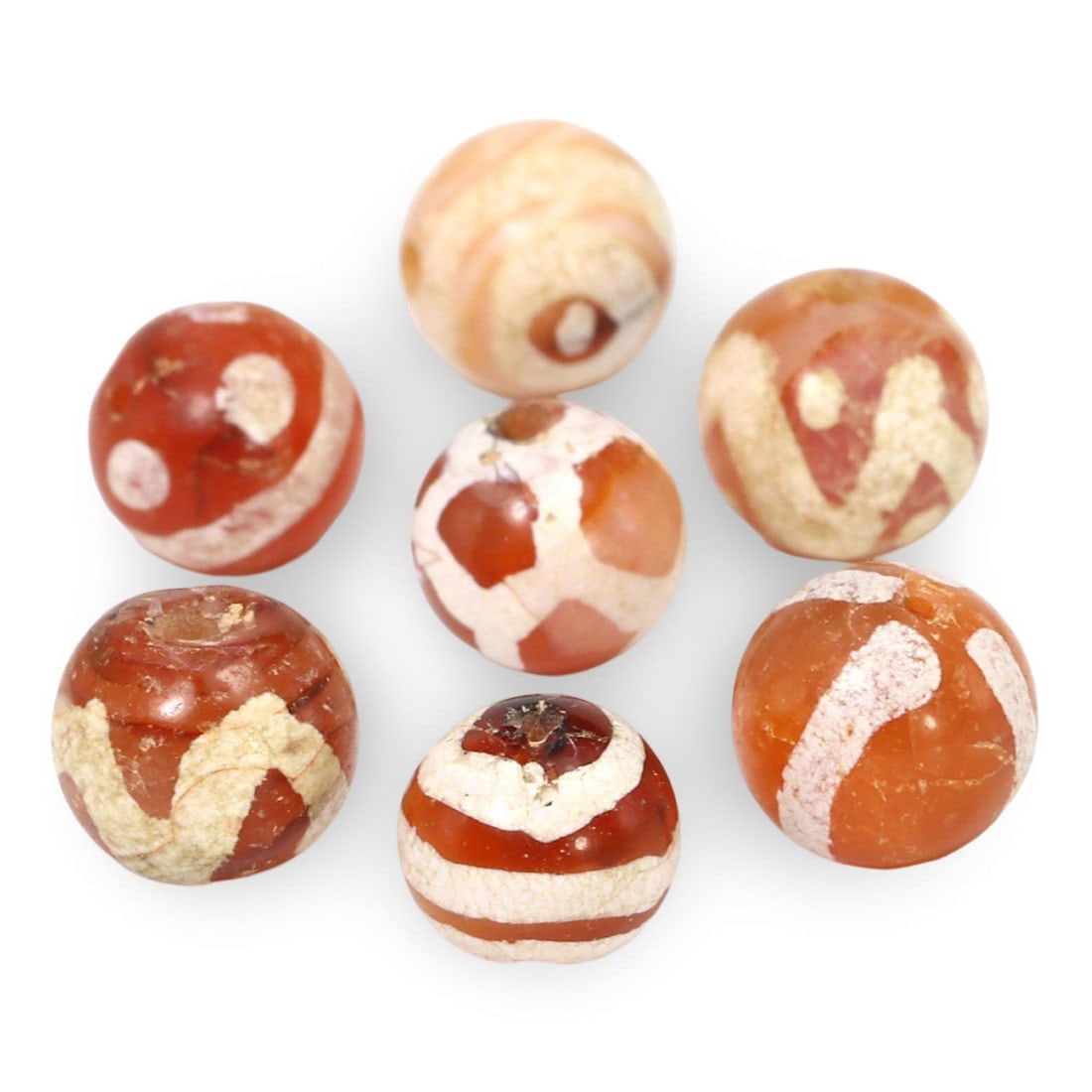 Lot of 7 Ancient Medieval Pagan Period Pyu Etched Carnelian Bead, 9th-13th Century: [No Reserve] Hi everyone, I am Mark, curating this special World's Beads Treasure Hunt for UNICEF. Every lot starts at just 15 with no reserve, no matter the cost. You determine the final price! We've