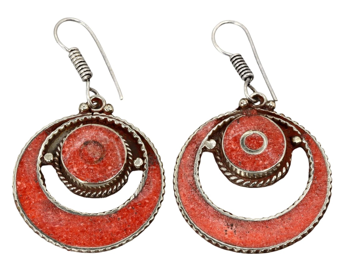 Antique Sino-Tibetan Gems Inlaid Silver Earrings: [No Reserve] Hi everyone, I am Mark, curating this special World's Beads Treasure Hunt for UNICEF. Every lot starts at just 15 with no reserve, no matter the cost. You determine the final price! We've