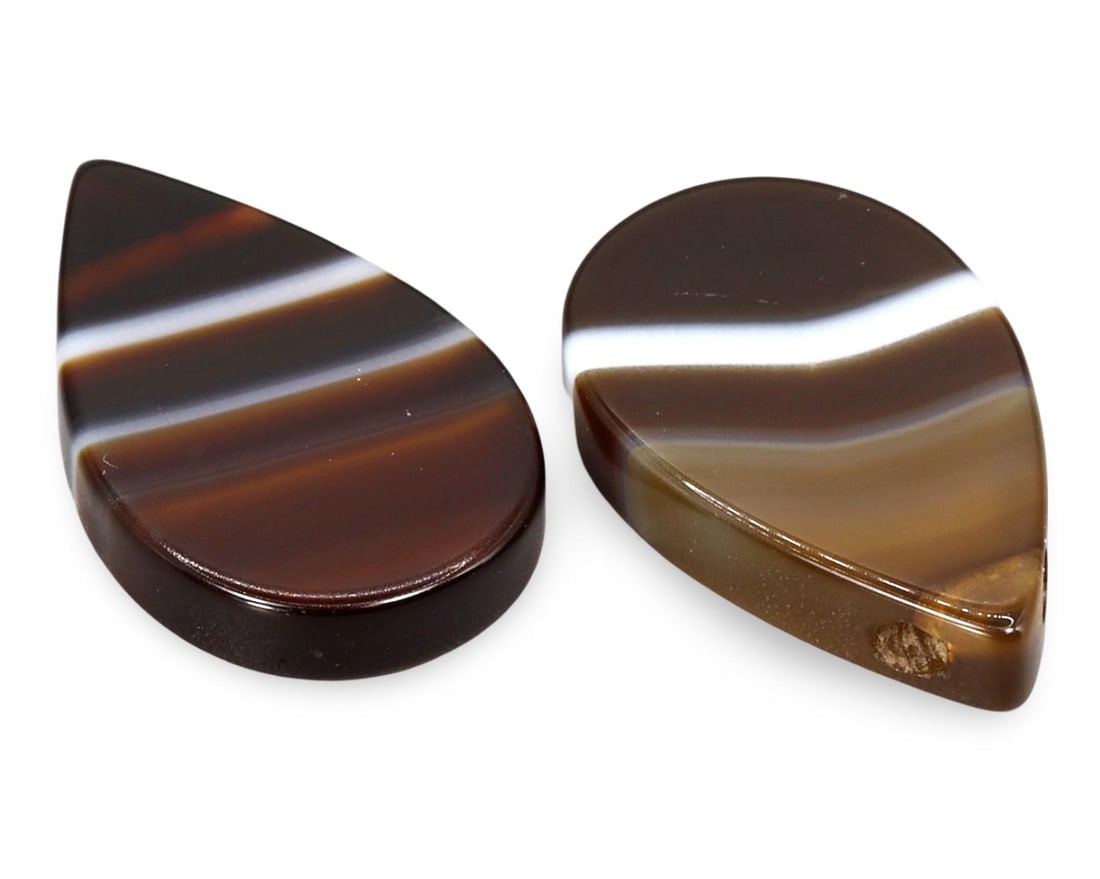 Vintage Banded Agate Teardrop Pendant Beads (1 of 2)