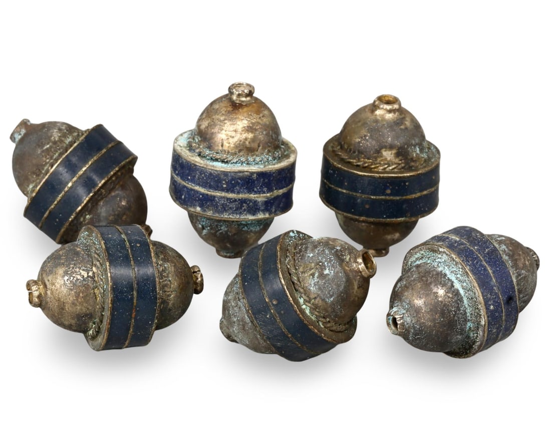 Antique Tibetan Silvered Copper Alloy and Inlaid Beads (1 of 1)