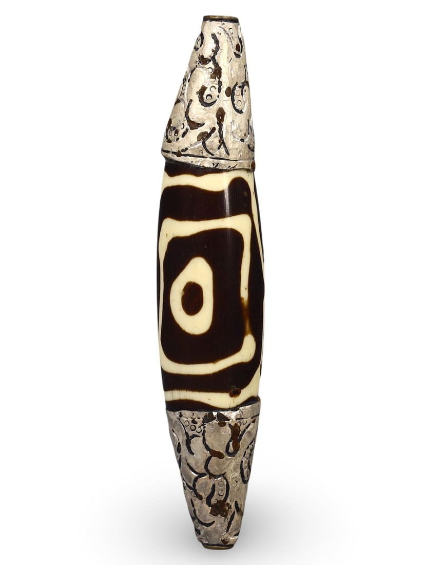 Post Medieval Sino-Tibetan Capped Decorated Bead, 18th-20th Century (1 of 2)