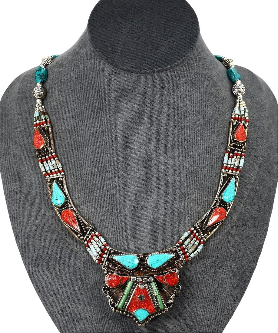 Post Medieval Traditional Himalayan Tibetan Ethnic Tribal Silver Necklace (1 of 2)