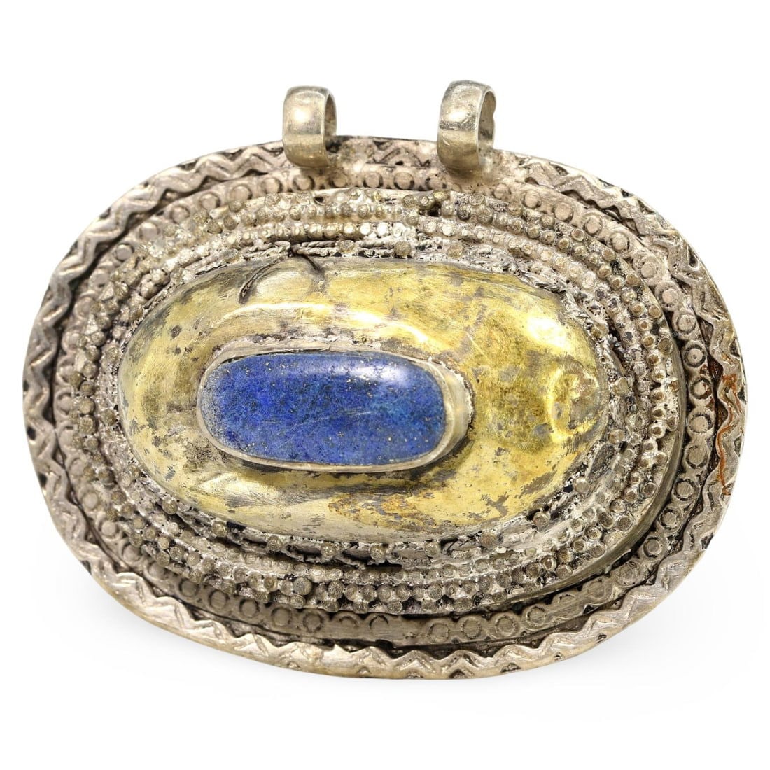 Post Medieval Qajar Dynasty Gold Gilt Silver Turquoise Amulet, 18th-20th Century (1 of 2)