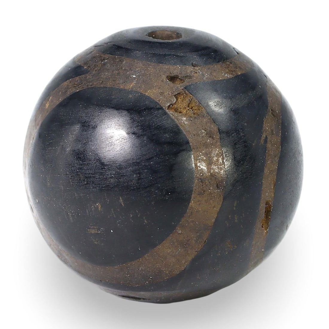 Post Medieval Indo-Himalayan Etched Decorated Agate Bead, 17th-20th Century (1 of 2)