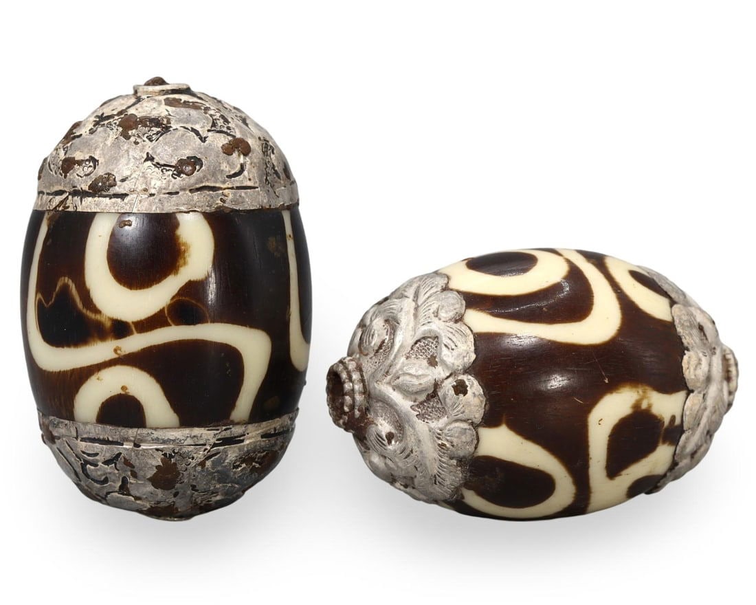 Post Medieval Sino-Tibetan Capped Decorated Beads, 18th-20th Century (1 of 1)