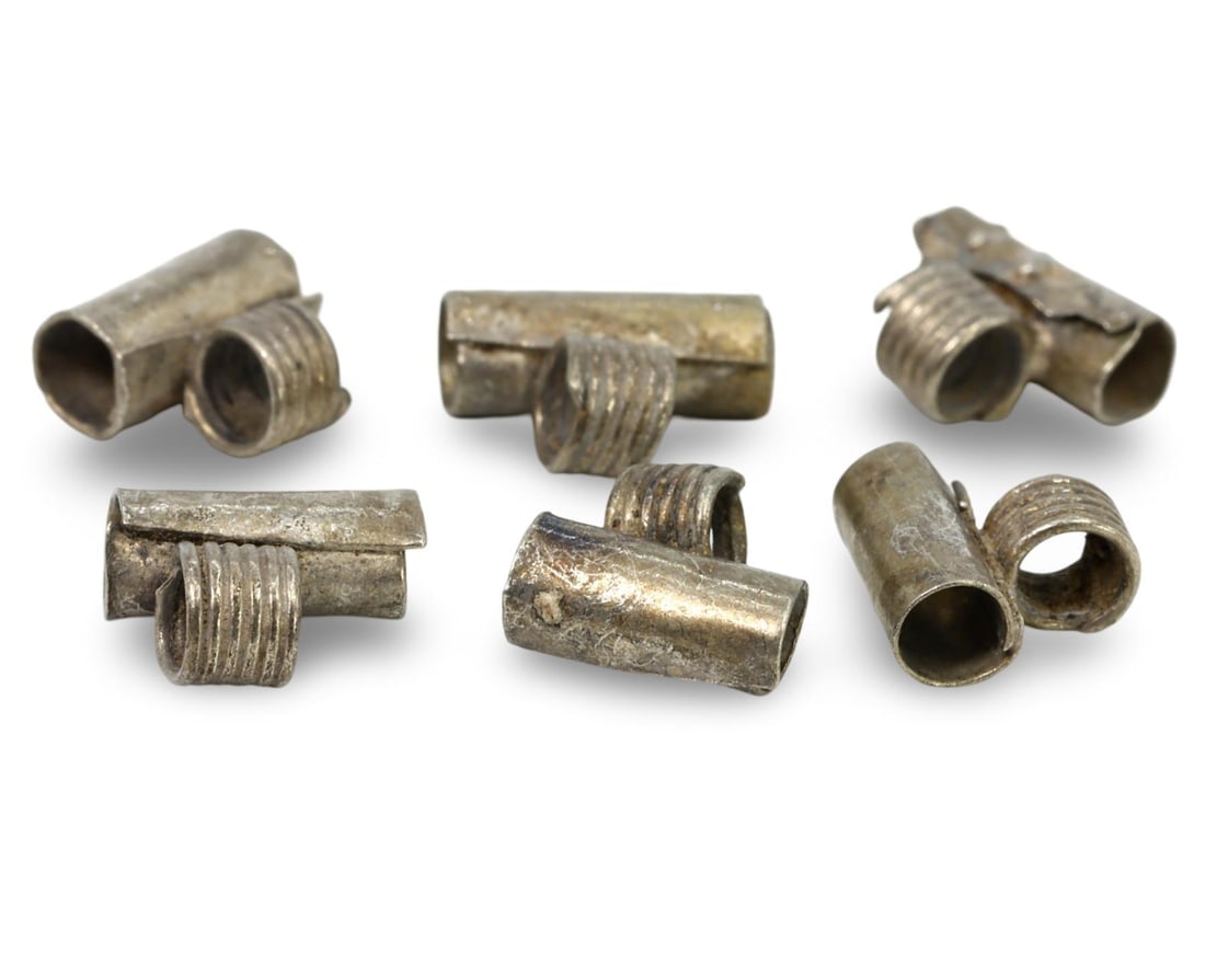 Lot of 6 Medieval Viking Period Ancient Silver Jewelry Beads, 10th-13th Century (1 of 1)