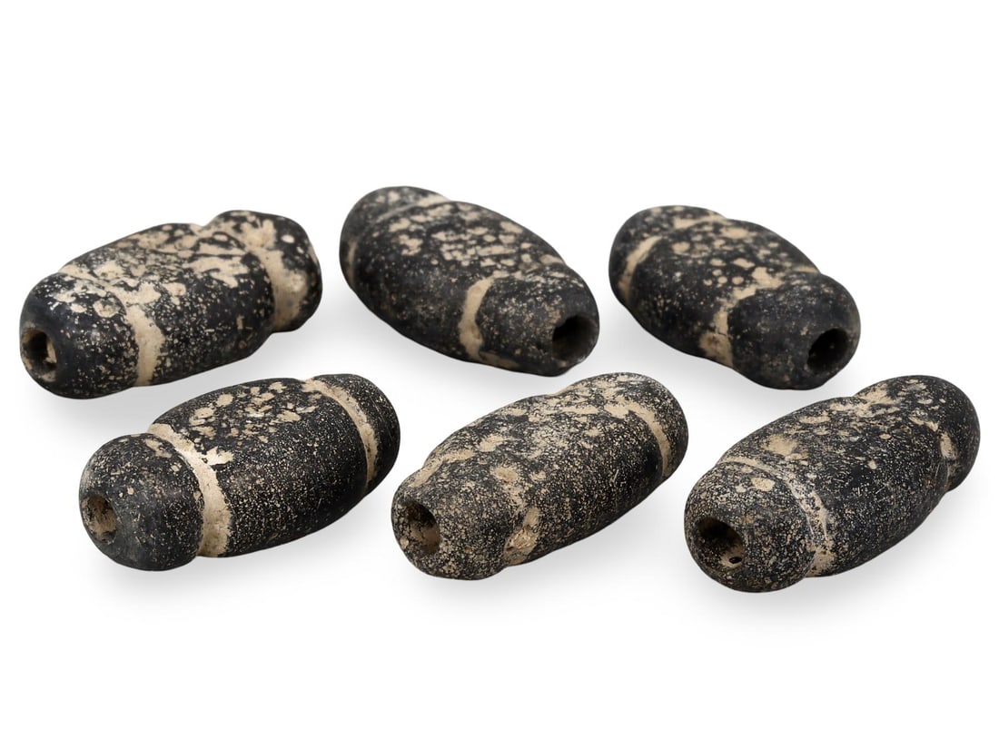 Antique Romano-British Monochrome Collared Glass Beads: [No Reserve] Welcome to Auction 29 - No Reserve Tribal Treasures & Collector Beads! This special auction offers an incredible selection of collectible beads and tribal jewelry, all with no reserve. Ev