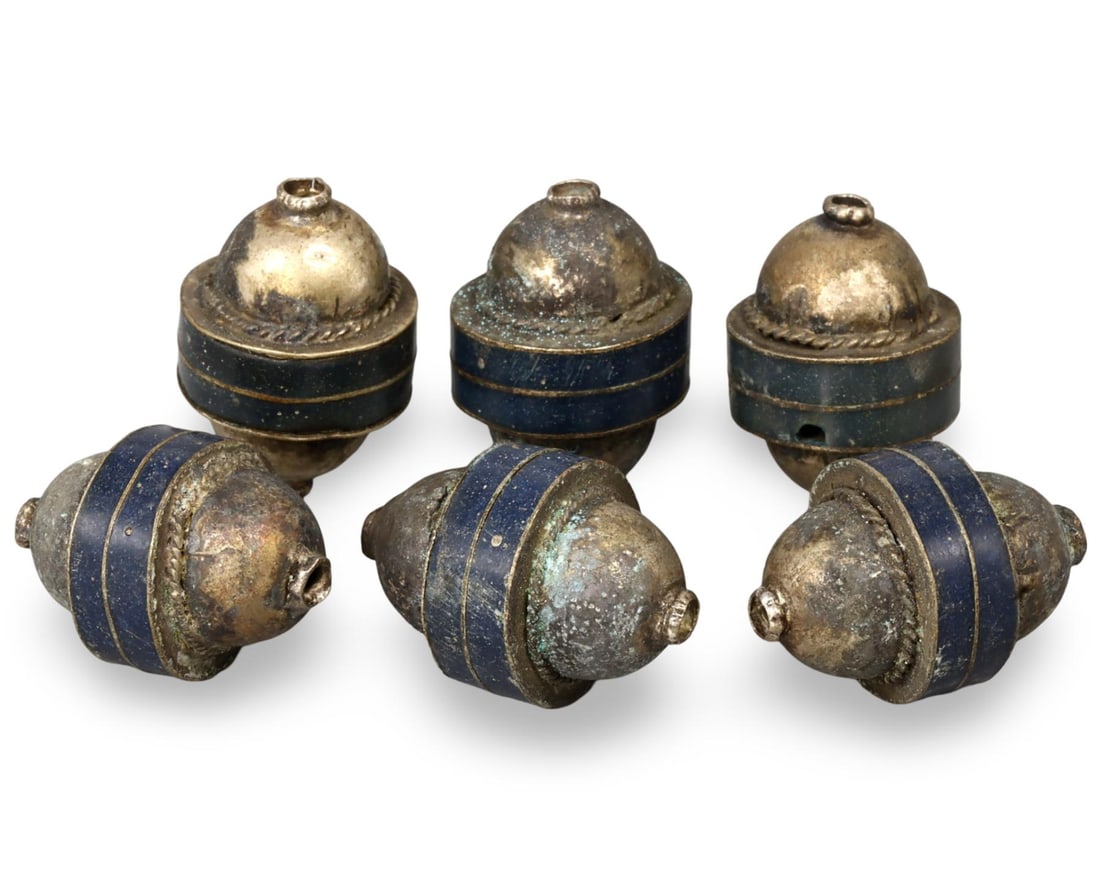 Antique Tibetan Silvered Copper Alloy and Inlaid Beads (1 of 1)
