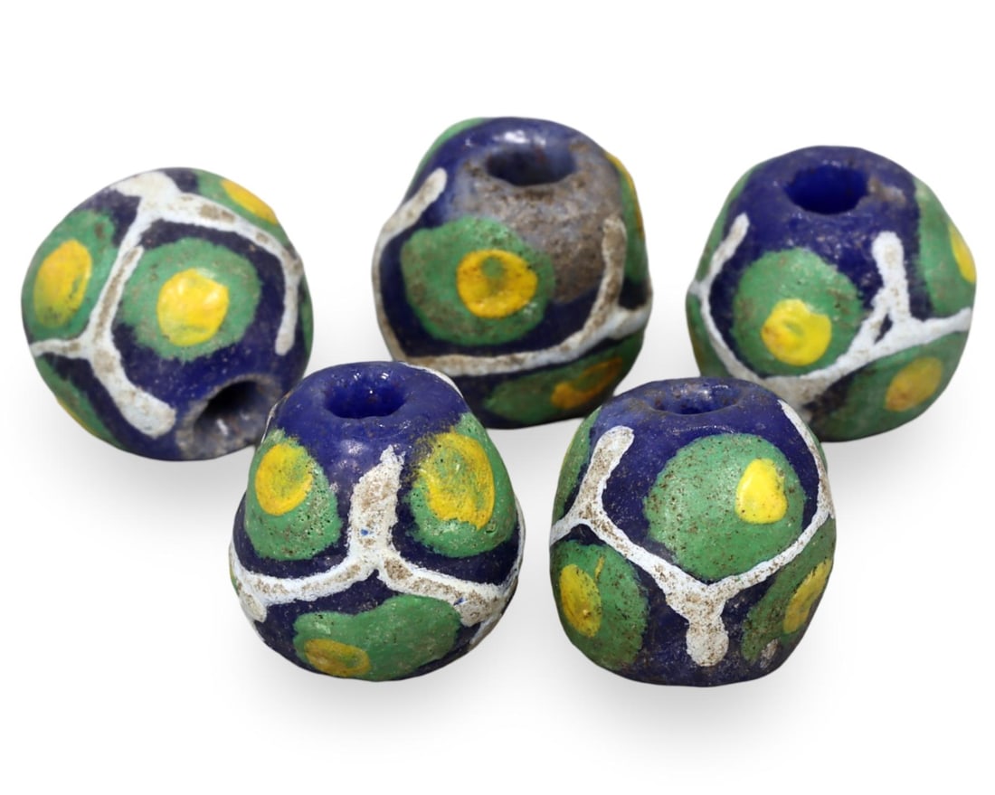 Antique West African Edo Tribe Hand Painted Currency Trade Beads: [No Reserve] Welcome to Auction 29 - No Reserve Tribal Treasures & Collector Beads! This special auction offers an incredible selection of collectible beads and tribal jewelry, all with no reserve. Ev