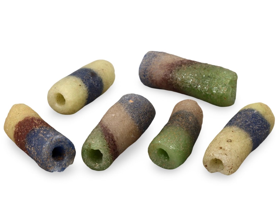 Antique West African Polychrome Glass Cylinder Trade Beads: [No Reserve] Welcome to Auction 29 - No Reserve Tribal Treasures & Collector Beads! This special auction offers an incredible selection of collectible beads and tribal jewelry, all with no reserve. Ev