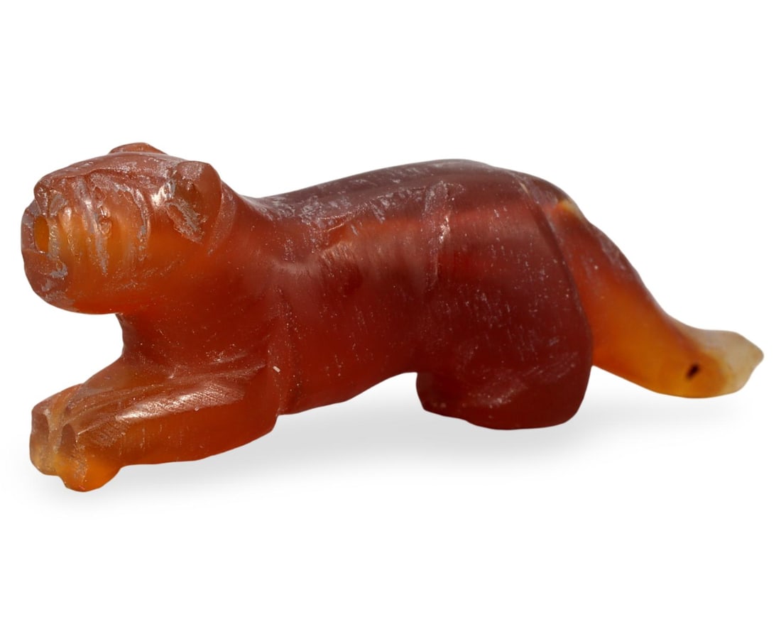 Antique Burmese Pyu Zoomorphic Tiger Carnelian Amulet Bead: [No Reserve] Welcome to Auction 29 - No Reserve Tribal Treasures & Collector Beads! This special auction offers an incredible selection of collectible beads and tribal jewelry, all with no reserve. Ev